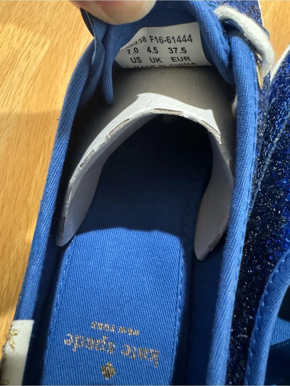 kate spade Womens Royal Blue Glitter Ribbon Lace Sneakers